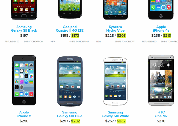 pricing table